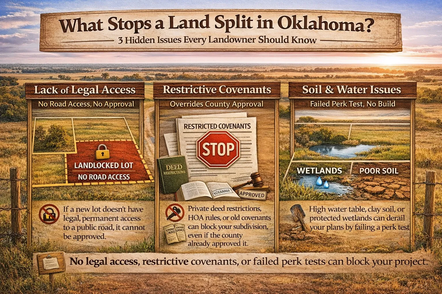 Oklahoma land split example highlighting common subdivision challenges owners face when preparing property for sale or development.