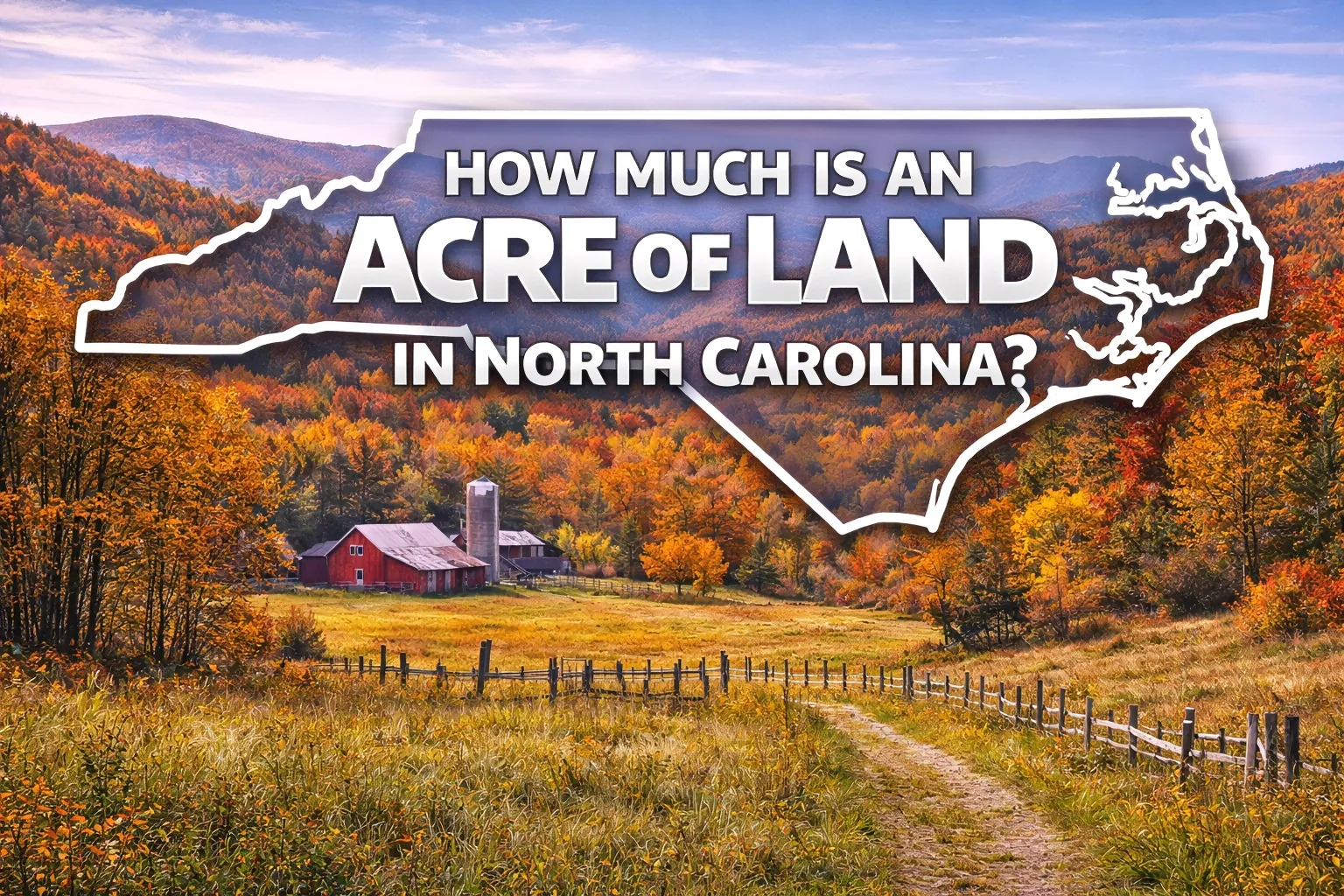 Blue Ridge Mountain farmland and autumn countryside highlighting average land value per acre in North Carolina where we work with sellers of rural land.