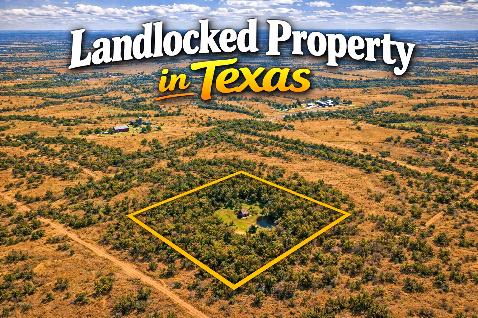A remote Texas parcel isolated in dry summer terrain shows true landlocked property, and we purchase this type of land from owners across the state.